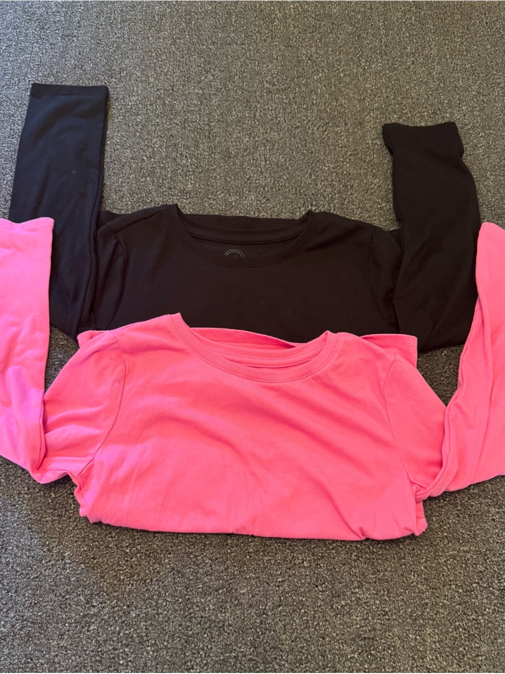 Wonder Nation Girls Long Sleeve T-Shirt 2-Pack Pink Black Size 6 6X Crewneck Tee